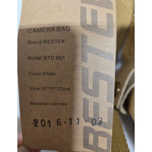Bestek Canvas Messenger Bag For Cameras W/ Adjustable Strap & Buckles Khaki - Picture 10 of 16